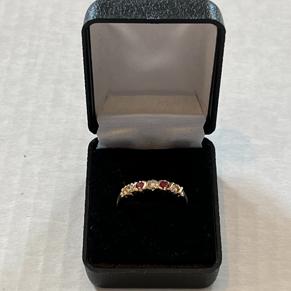 Diamond & Ruby Ring Size 10 / Simulated Gems - image 3